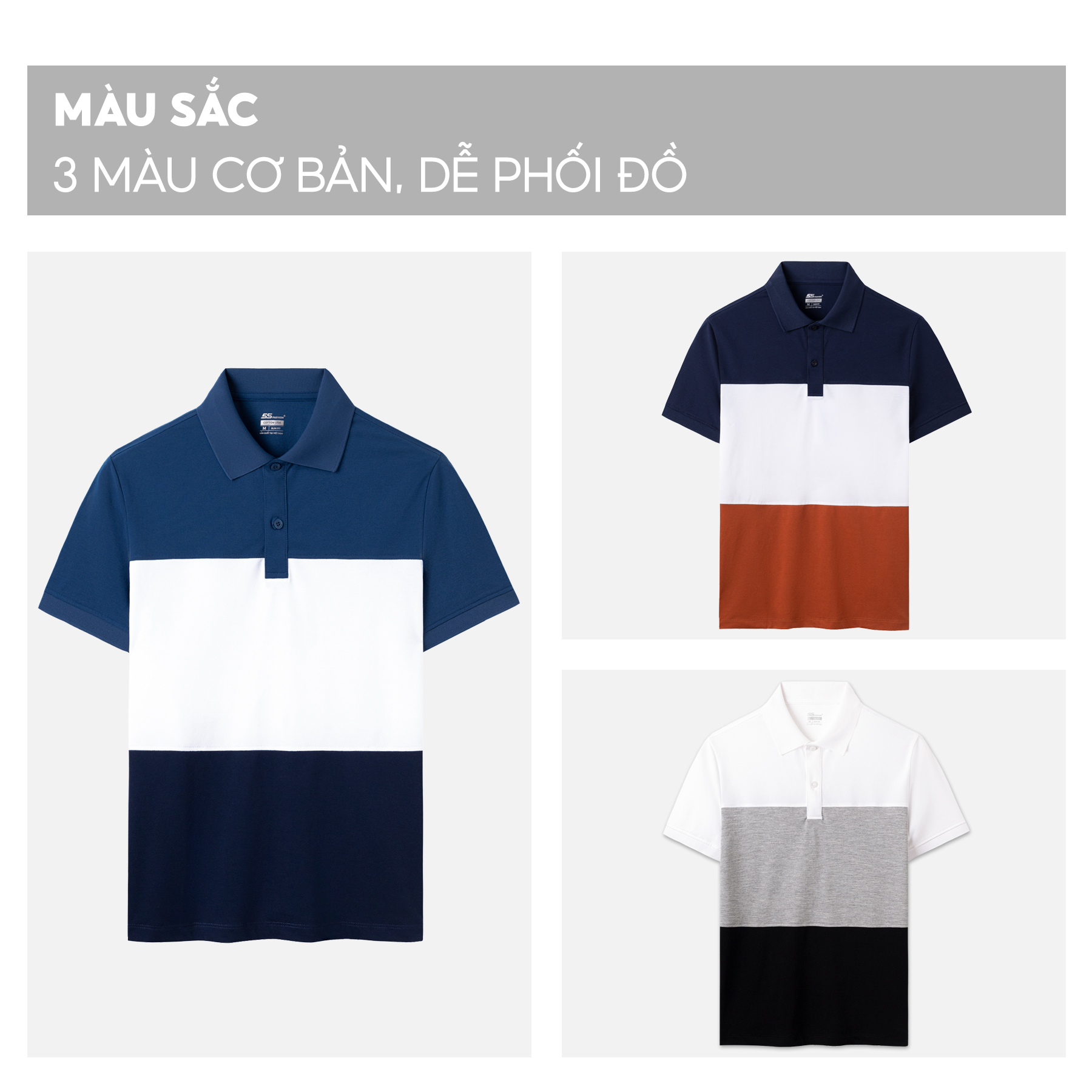 Áo Polo Nam 5S THIẾT KẾ Phối Màu Lịch Lãm, Trẻ Trung, Chất Liệu Cotton Cao Cấp, Thoáng Mát, Thấm Hút Tốt