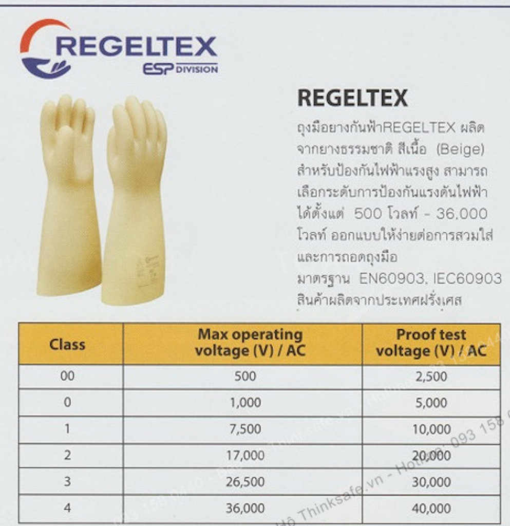 Găng tay cách điện bằng cao su Class 00 cách điện hạ áp 500V - Bao tay cách điện hạ áp Regeltex tăng độ an toàn giảm khả năng tổn thương do điện gây ra