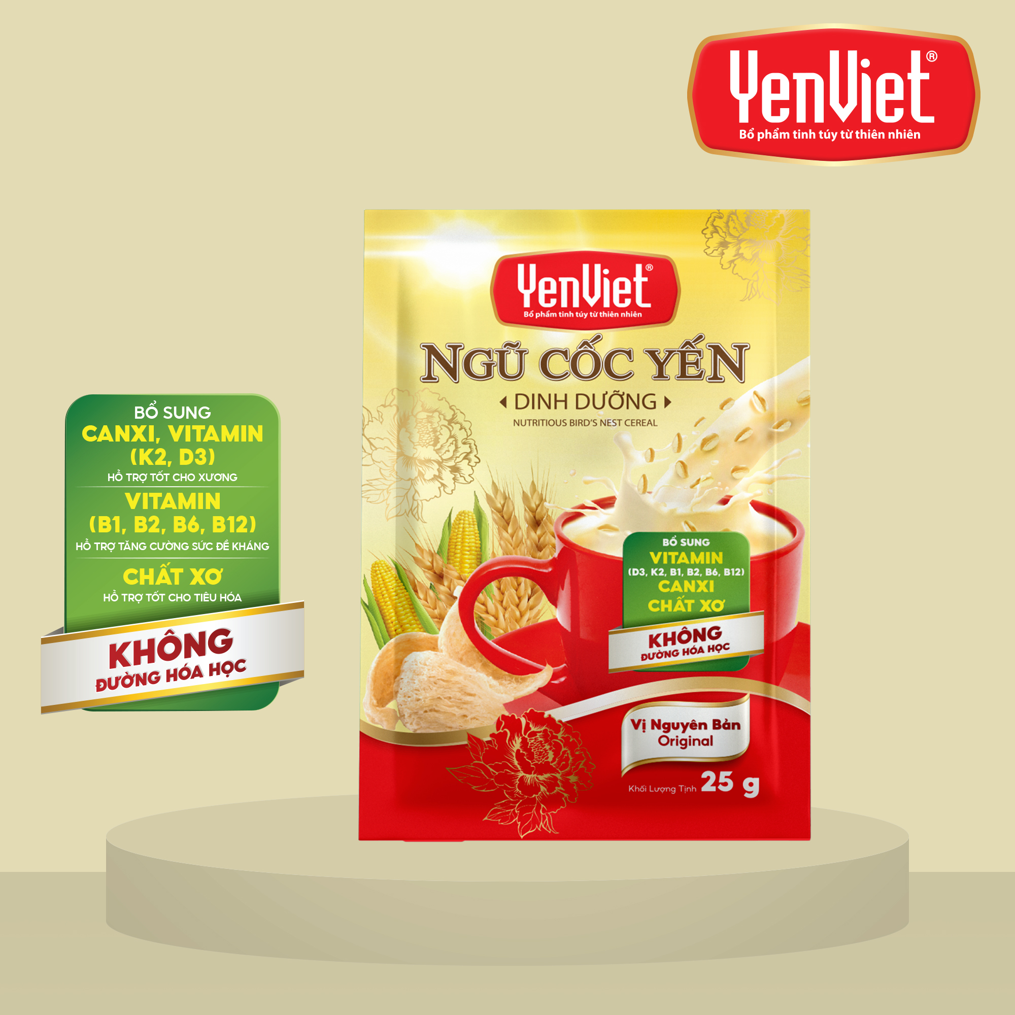 Hình ảnh Ngũ cốc yến dinh dưỡng Yến Việt, bổ sung tổ yến thiên nhiên sấy thăng hoa, vitamin B, chất xơ, canxi, hộp 10 gói x 25g