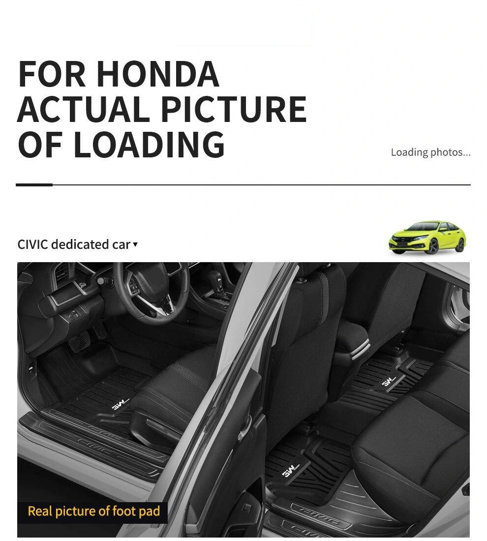 Thảm lót sàn xe ô tô HONDA CIVIC 2015- đến nay Nhãn hiệu Macsim 3W chất liệu nhựa TPE đúc khuôn cao cấp - màu đen