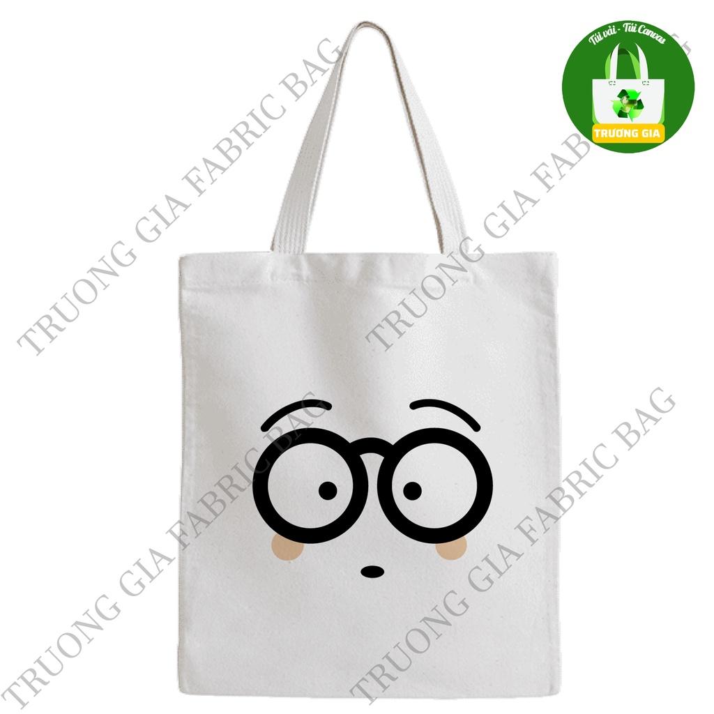 TúI tote canvas Trắng in hình Face Smile không khóa kéo 26x33 Trương Gia Túi Vải - Túi Canvas