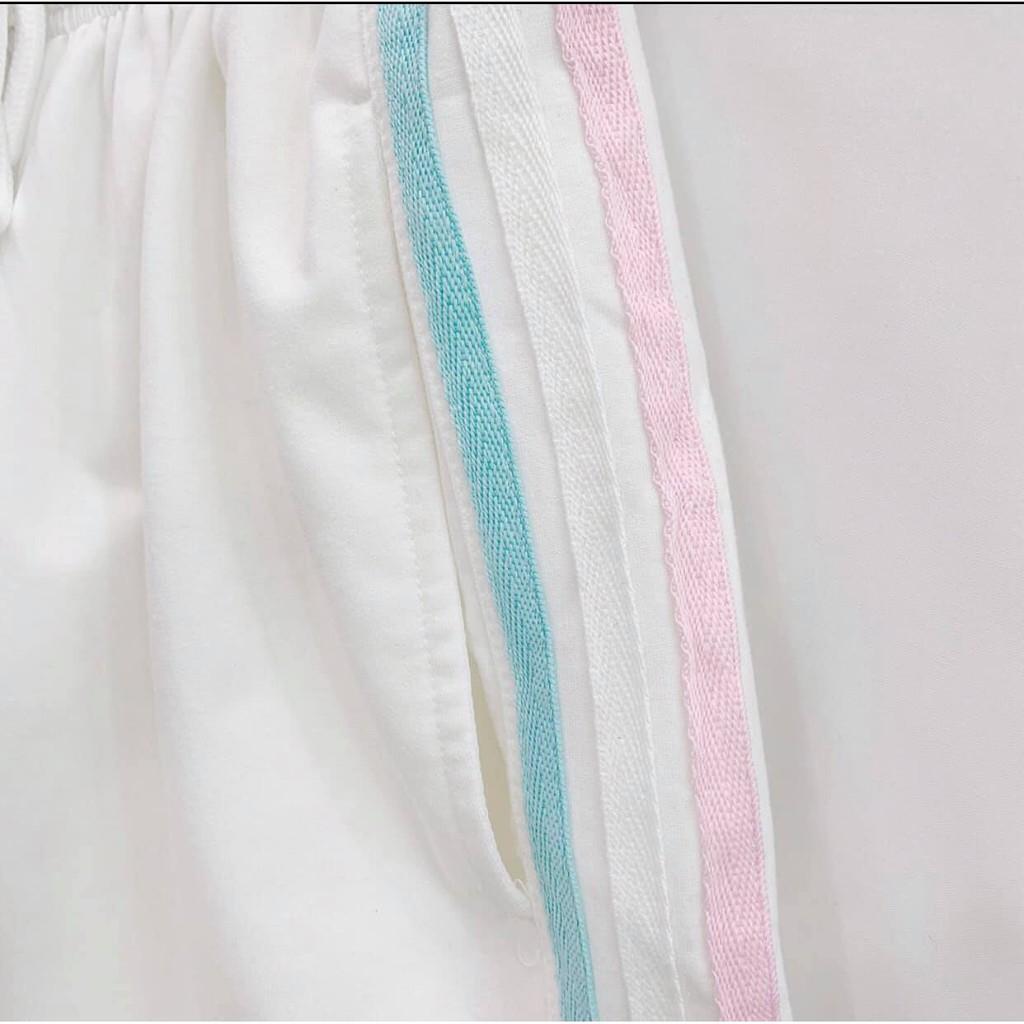 Quần Short Đùi 3 Sọc RAINBOW PEONYB Unisex ống rộng cạp chun trơn màu ĐEN | TRẮNG | XANH