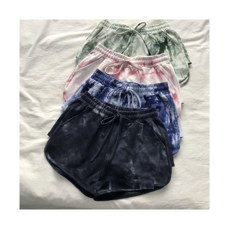 Quần Short nữ quần đùi Loang Nữ Ống Rộng, Quần Đùi Nữ Dây Rút Túi Trước 4 Màu dáng hàn quốc siêu xinh form cute xỉuuuu