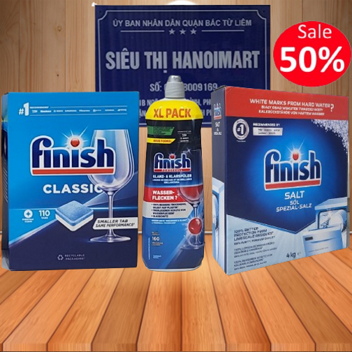 Hình ảnh Combo Finish: Viên Classic 110 + muối 4kg + bóng 1150ml