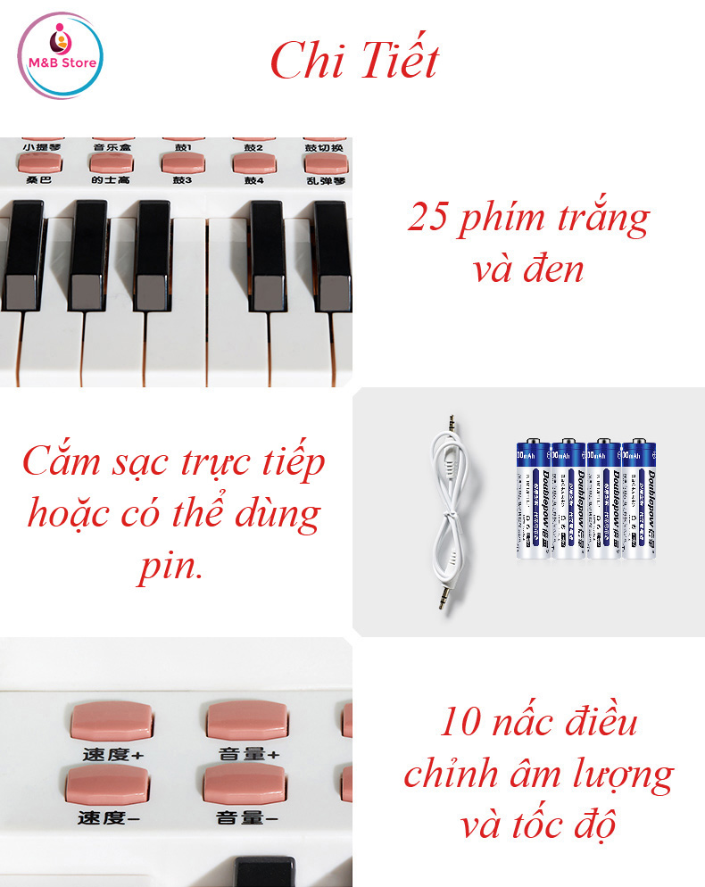 (Bản Quốc Tế) Đồ Chơi Đàn Mini Piano Cao Cấp - KUB, Đèn LED Hướng Dẫn, Âm Thanh Cực Hay