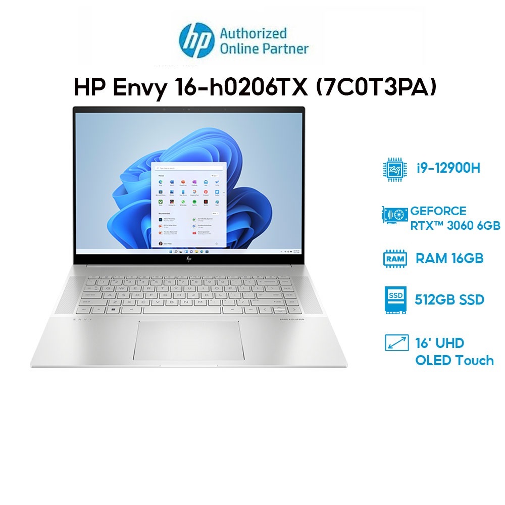  Laptop HP Envy 16-h0206TX (7C0T3PA)(i9-12900H|16GB|512GB|RTX 3060 6GB|16') Hàng chính hãng