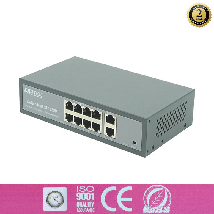 CHUYÊN DỤNG CHO CAMERA  8-Port PoE  SWITCH POE APTEK SF1082P  - HÀNG CHÍNH HÃNG