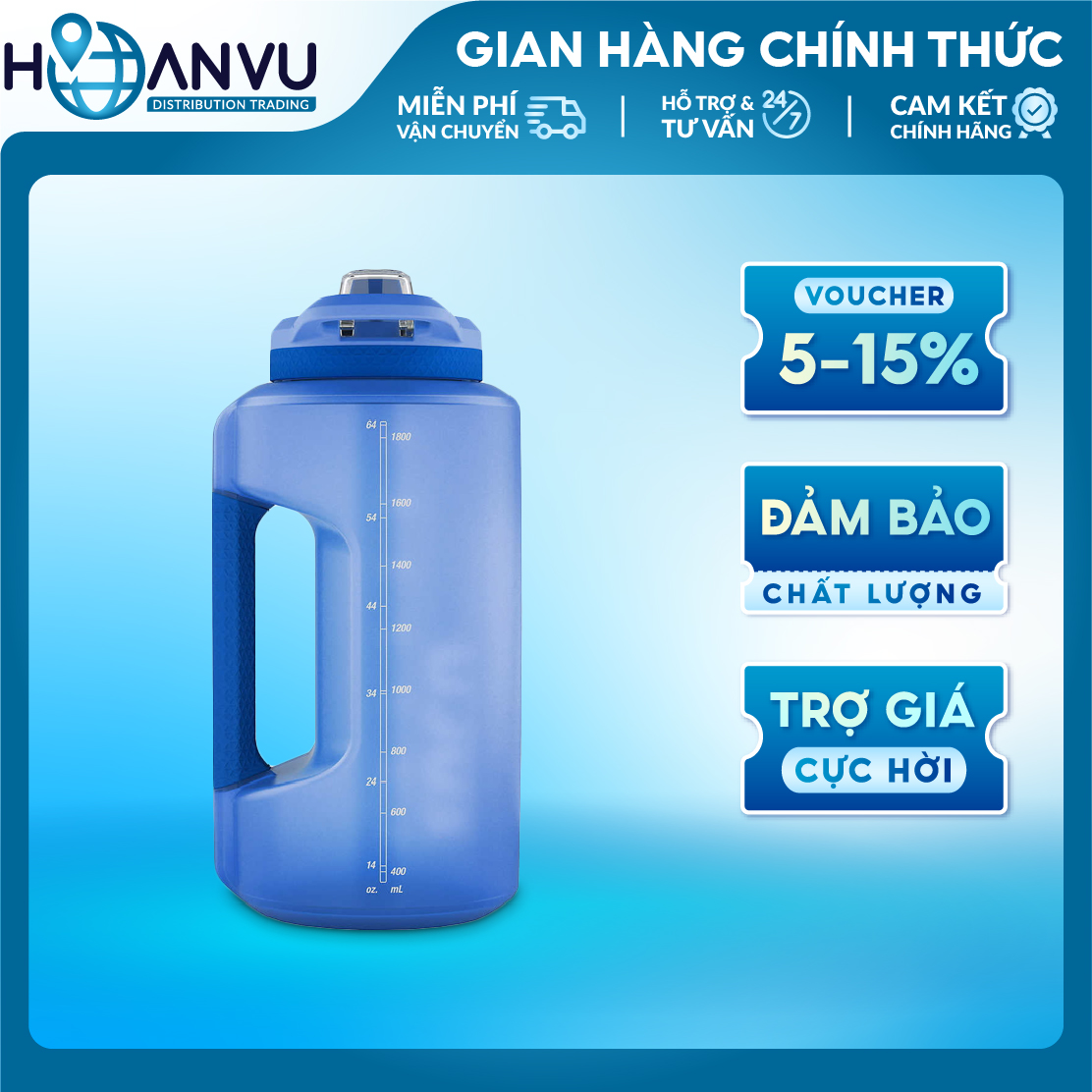 Bình Nước Thể Thao Nhựa Zulu Goals Half Gallon Plastic Jug, 4 màu