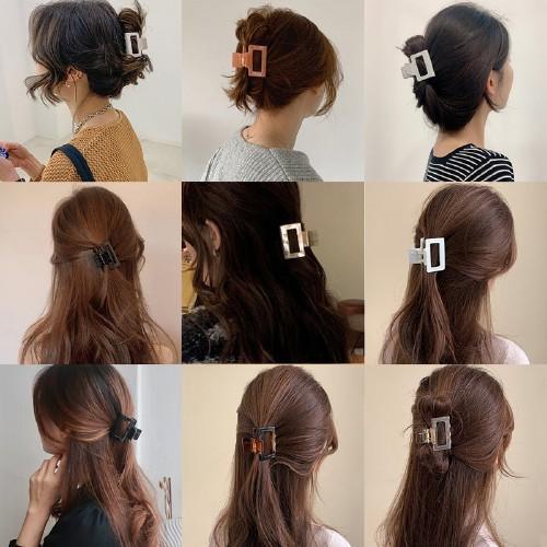 Kẹp Tóc Gấp Tóc Thiết Kế Đơn Giản Phong Cách Retro Hàn Quốc, cặp tóc 1 màu trơn bóng #4