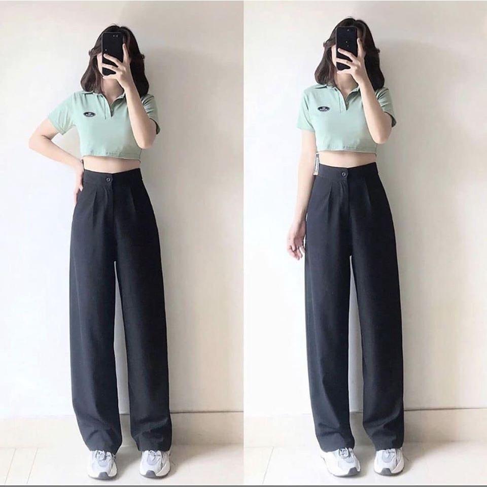 Quần ống rộng dài culottes lưng cao loại 1