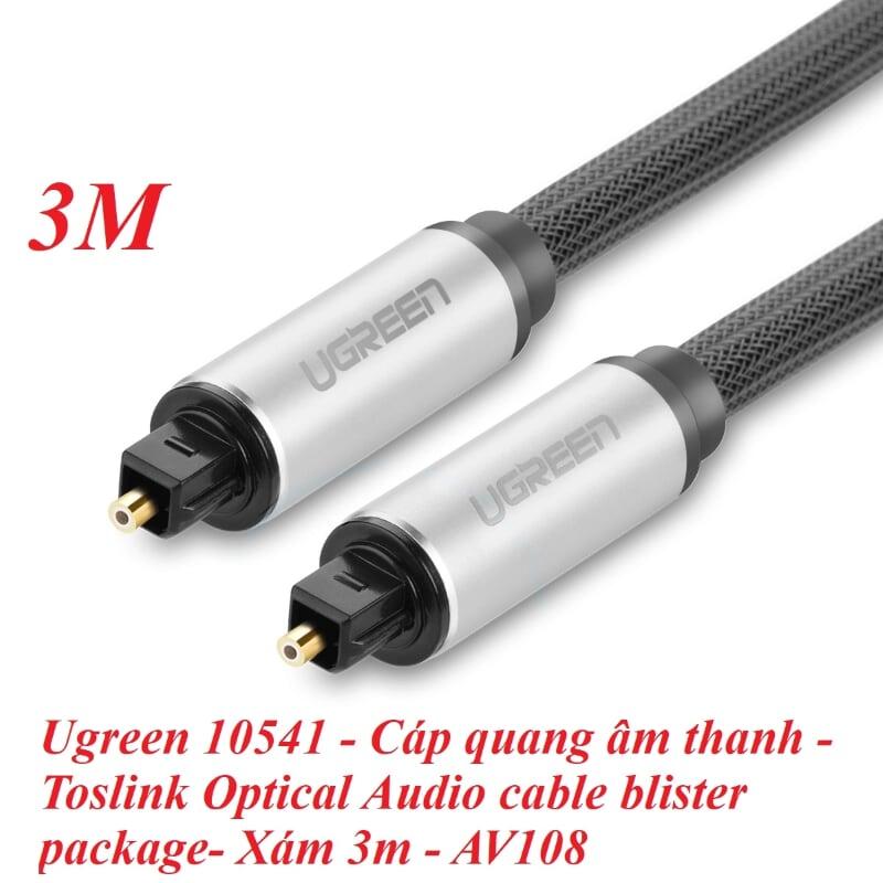 Ugreen UG10541AV108TK 3M màu Xám Dây cáp quang âm thanh 2 đầu dương - HÀNG CHÍNH HÃNG