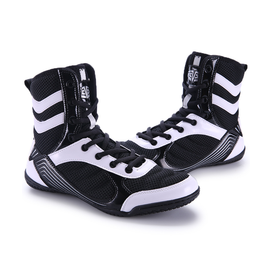 Giày boxing Mingsibo High Top Professional  - Black/White