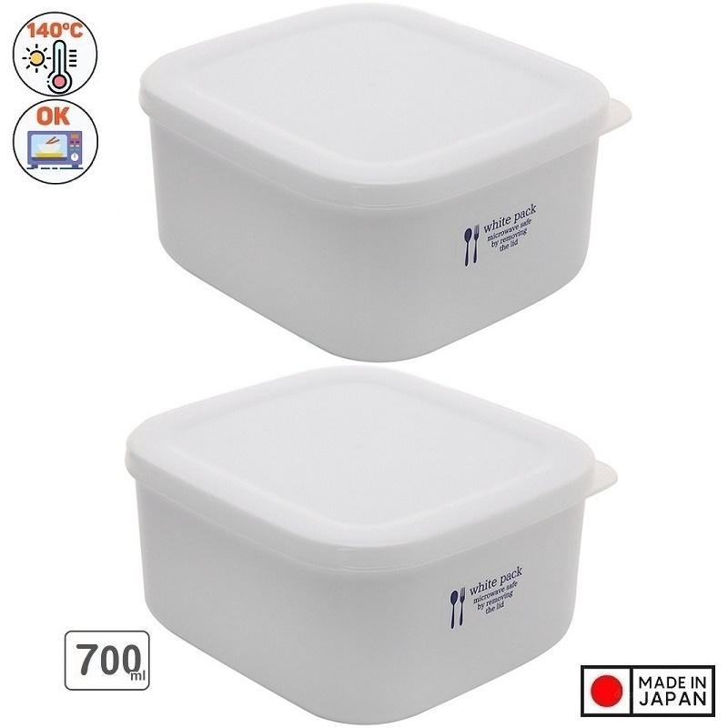 Bộ 2 hộp đựng thực phẩm bằng nhựa PP cao cấp 700mL - Hàng nội địa Nhật