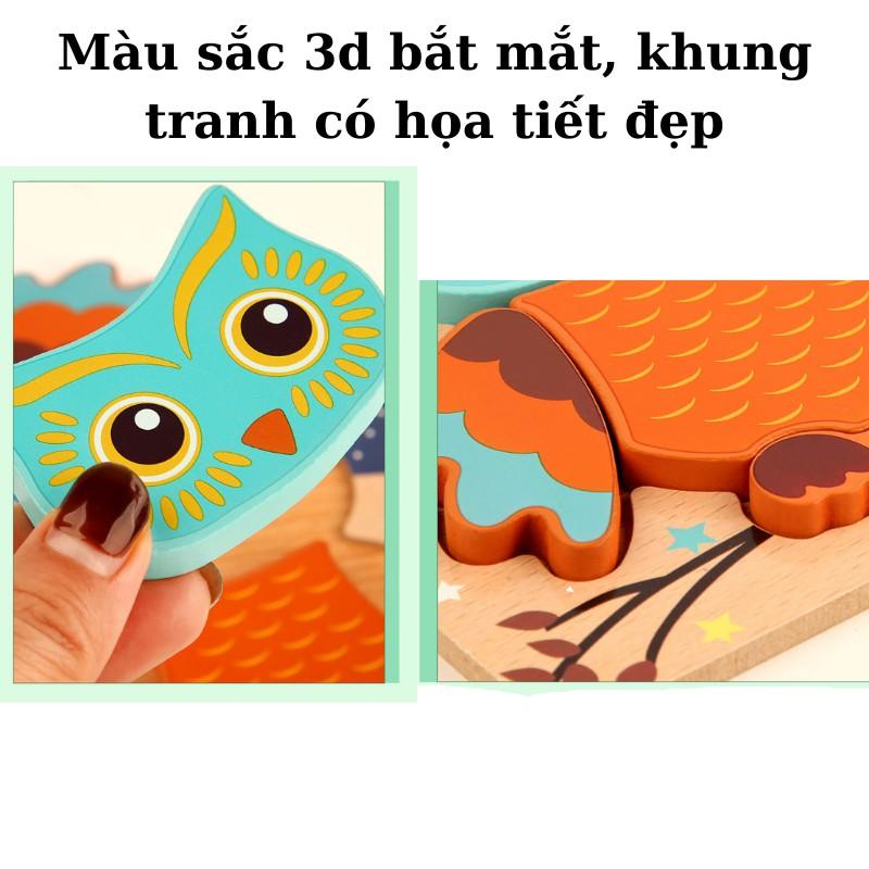 Đồ chơi xếp hình cho bé tranh ghép gỗ 3d chủ đề động vật Bc09
