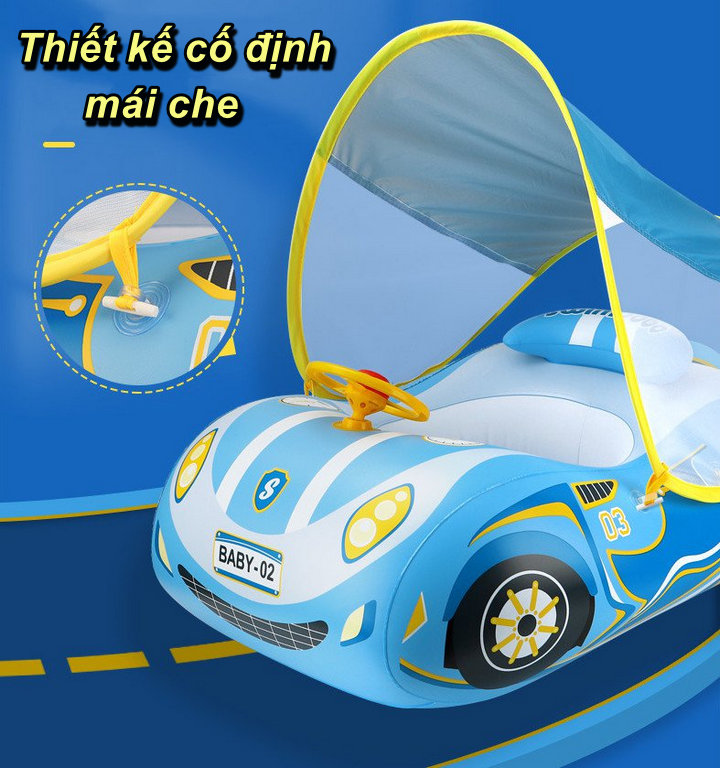 Phao Bơi Cho Bé Sports Car Cover Có Mái Che Chống Nắng UPF 50+ - Home and Garden