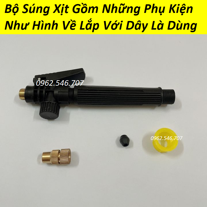 Súng xịt tăng áp lực cho máy rửa xe mini 12v - Đầu phun xoay chỉnh tia ( Nhựa ABS )