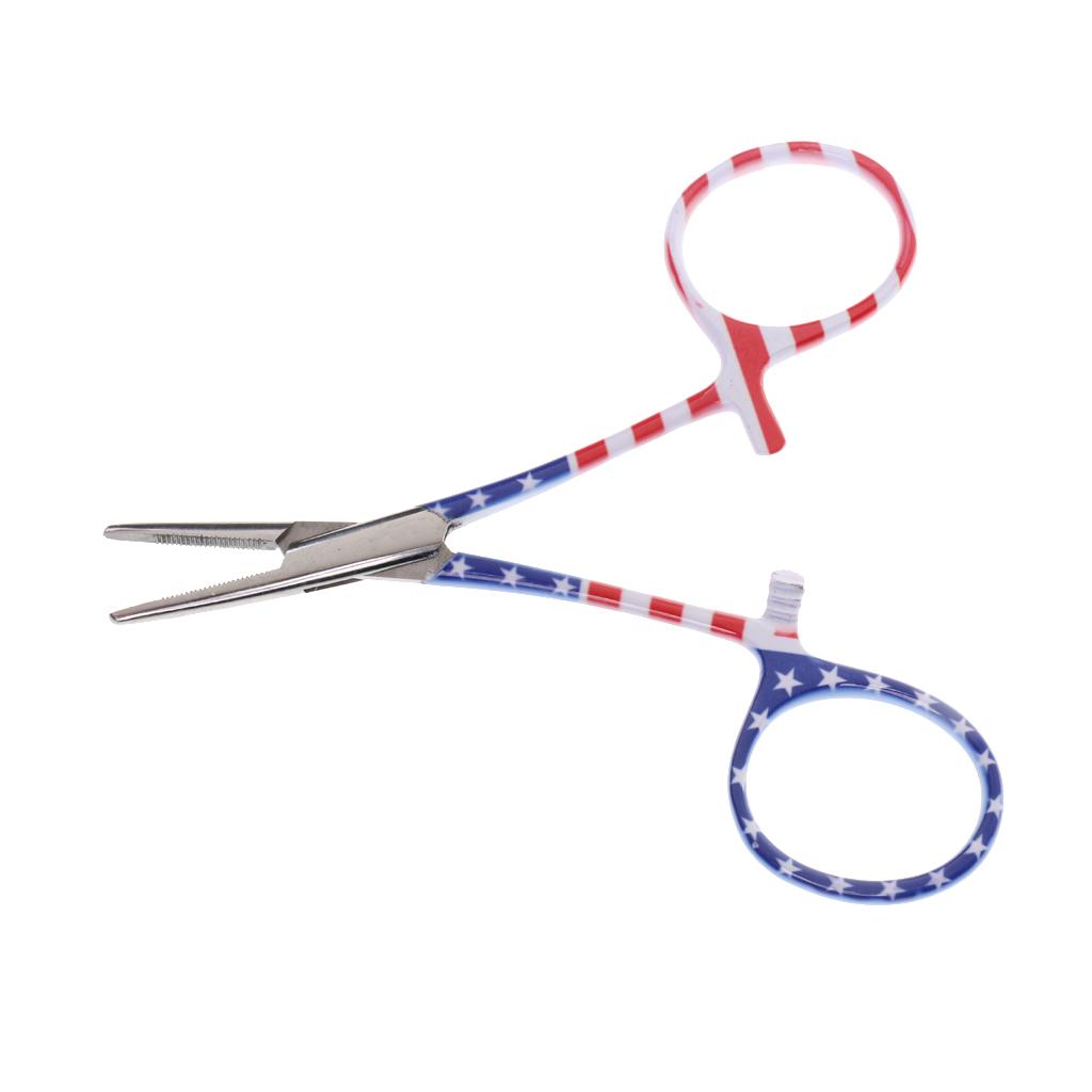 Bright Color Fly Fishing Locking Elbow Scissor Plier Hemostat Hook Remover