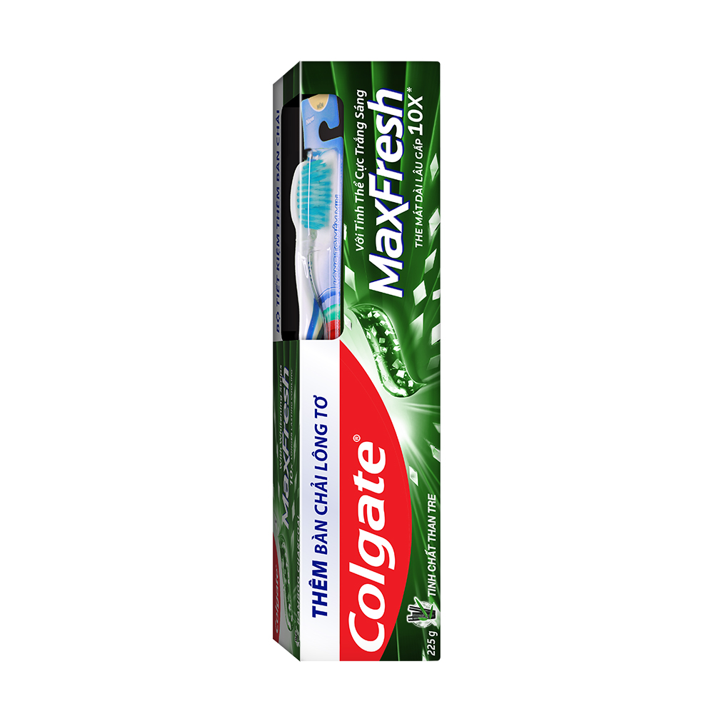 Kem đánh răng Colgate Maxfresh Bamboo Charcoal 225g kèm bàn chải lông tơ phủ than