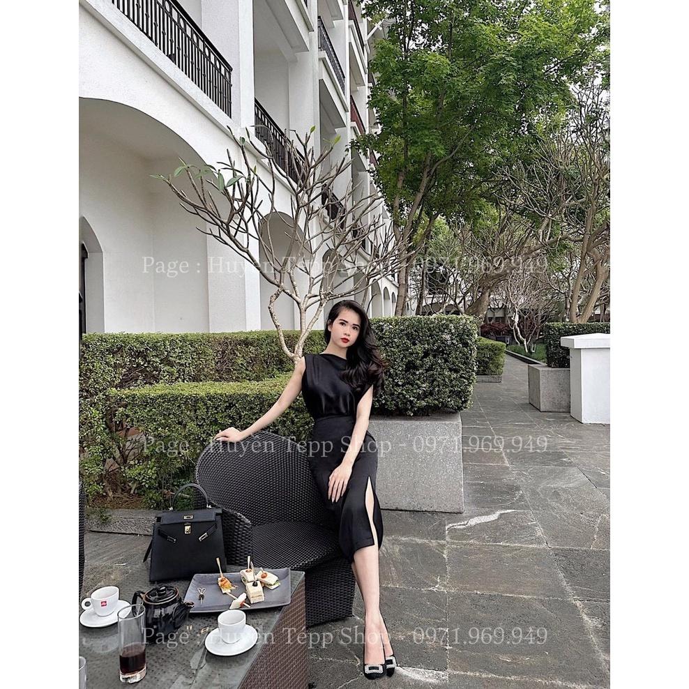 SET ĐI CHƠI, SET 2 MÓN ÁO LỤA CỔ TÀU PHỐI CHÂN VÁY XẺ CỰC SANG CHẢNH