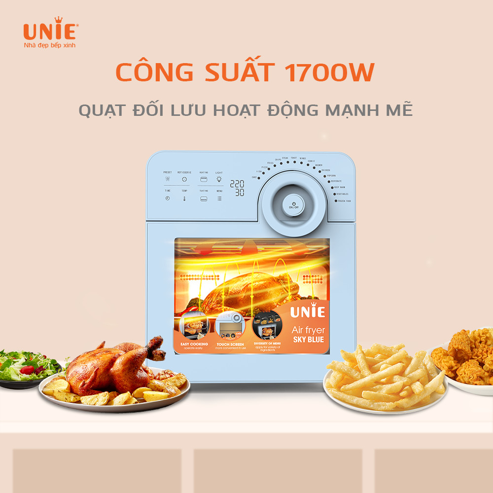 Nồi Chiên Không Dầu Unie BLUE SKY Tiêu Chuẩn Đức Công Suất 1700W Dung Tích 14.5L- Hàng Chính Hãng