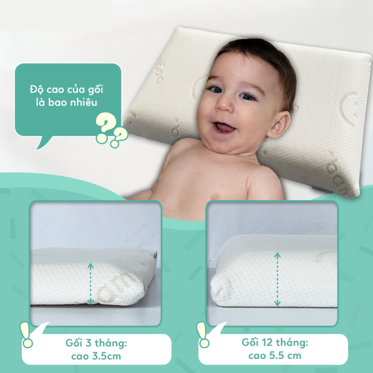 Babyworks Gối ngủ thoáng khí mềm mại, đàn hồi, nâng đỡ đầu và giúp bé ngủ ngon