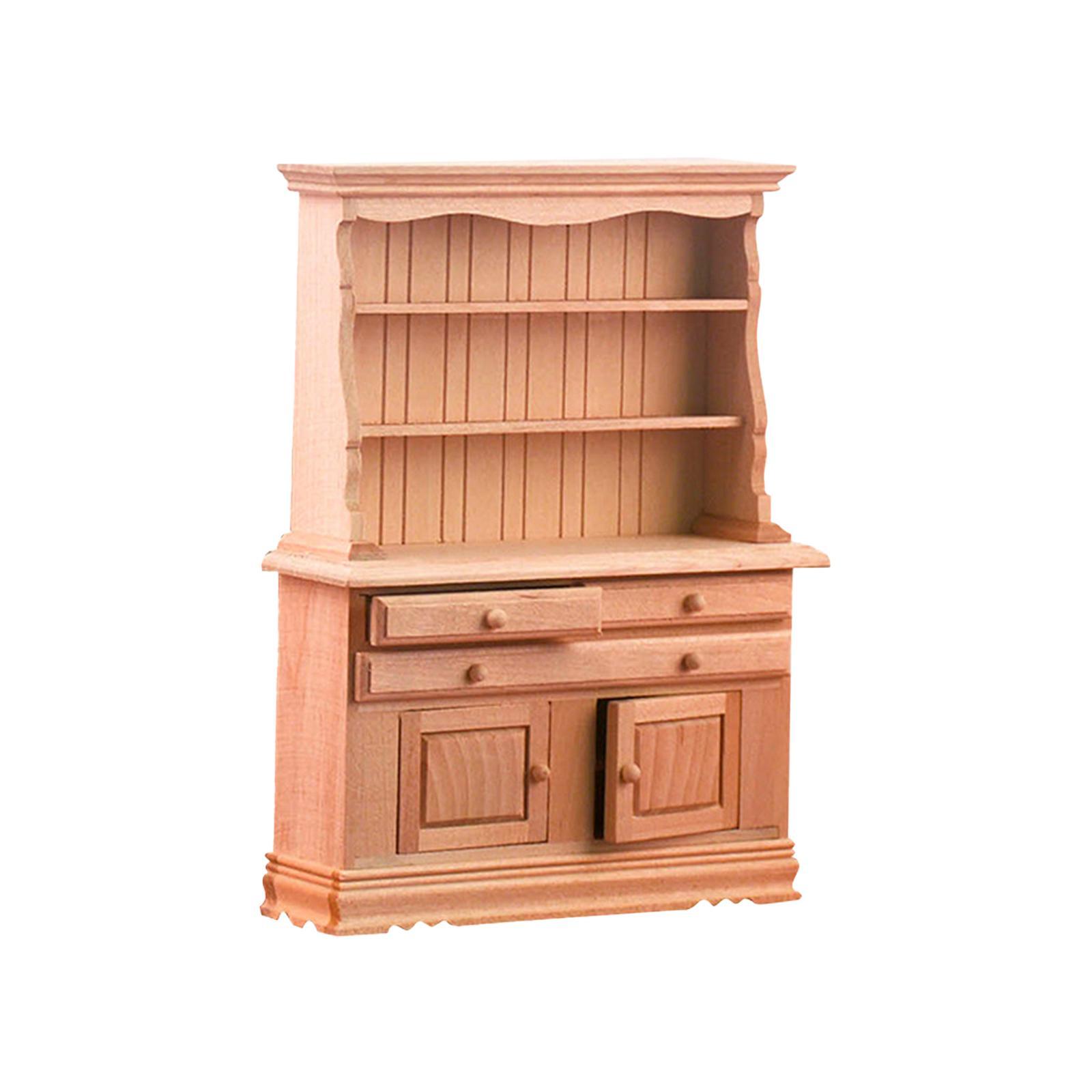 Handmade Dollhouse Cabinet Bookshelf Toy, Kids Pretend Toys Dollhouse Furniture, Dollhouse Decoration for Children Boys Girls Birthday Gifts