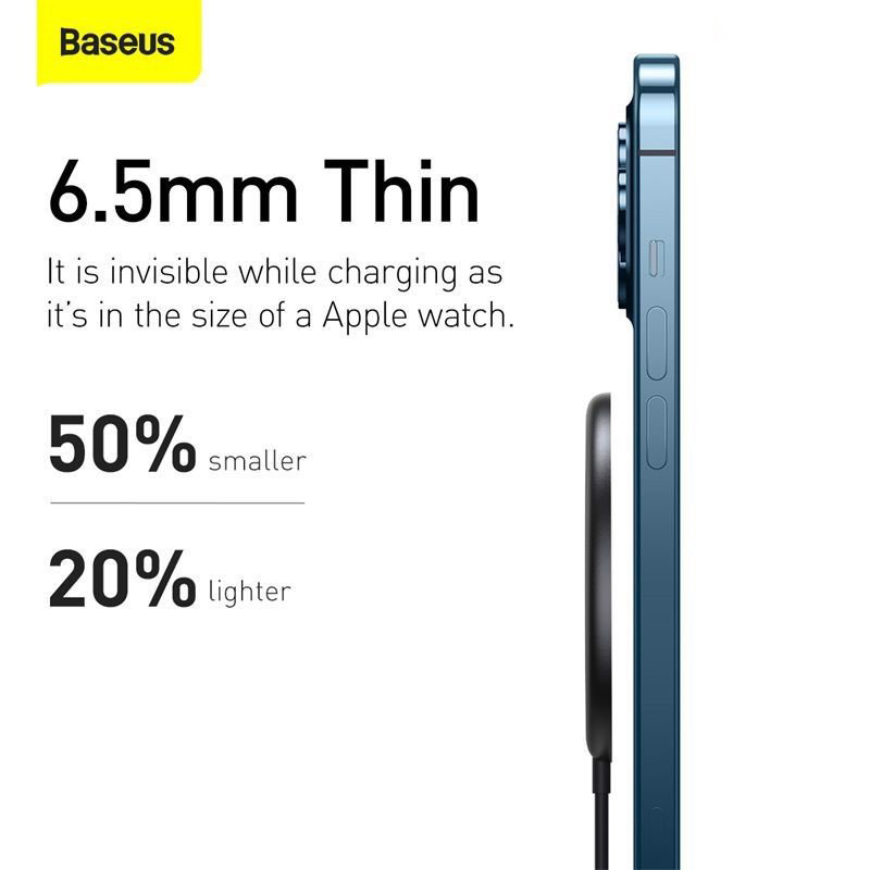 Đế sạc không dây nam châm Baseus Simple Mini Magnetic Wireless Charger dùng cho iPhone 12 Series (15W, Wireless Magsafe Quick charger) - Hàng chính hãng