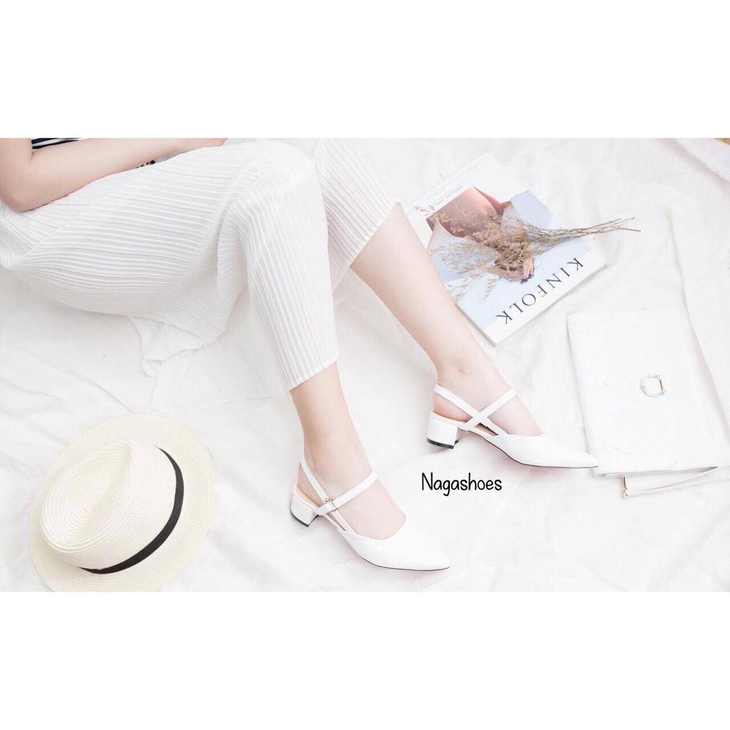 Giày sục nữ đính hạt hồ ly mũi nhọn. Ảnh thật