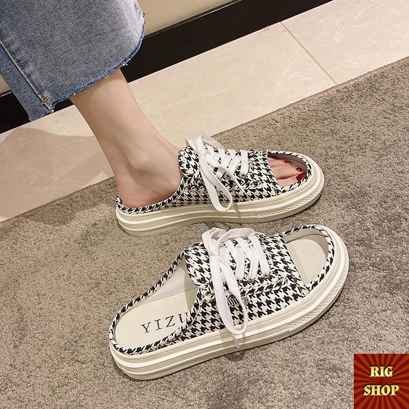 GIÀY SỤC THỂ THAO HỞ MŨI CHẤT CANVAS ĐẾ 3CM THỜI TRANG HOTREND 2022
