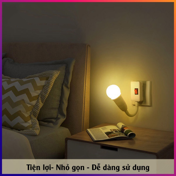 Đui Đèn E27 Uốn Dẻo Xoay 360 Độ FN8816 Có Công Tắc Tiện Lợi