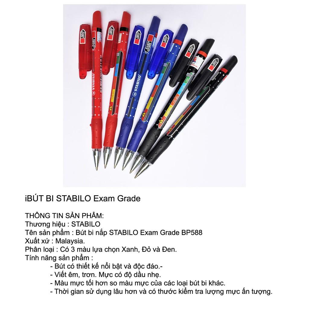 Bộ 6 Cây Bút Bi STABILO Exam Grade 588 Fine (Xanh+Đỏ+Đen x2)