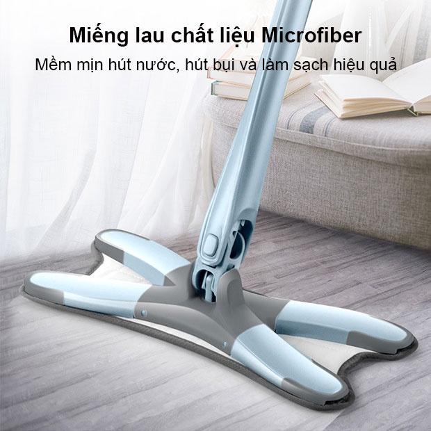 Cây lau nhà chữ X thông minh đầu xoay 360 độ tiện ích có bông lau
