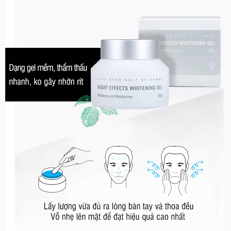 Kem dưỡng trắng da ban đêm dành cho nam MdoC Night Effect Whitening Gel 100g JN-MKD01