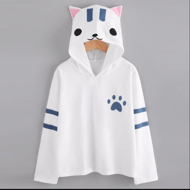 Áo hoodie nữ in hình mèo đáng yêu