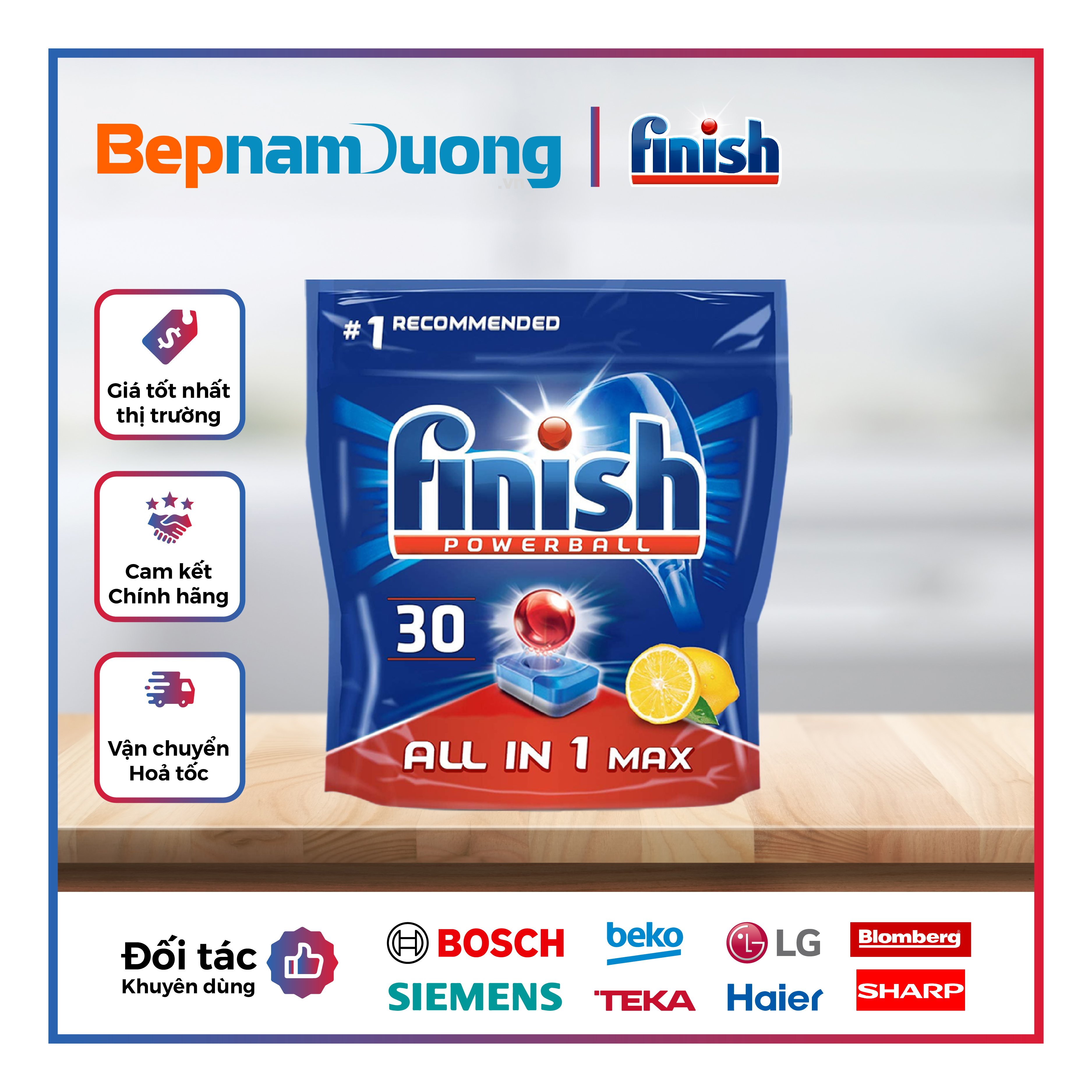 Viên rửa bát Finish All In One Max 30 Viên