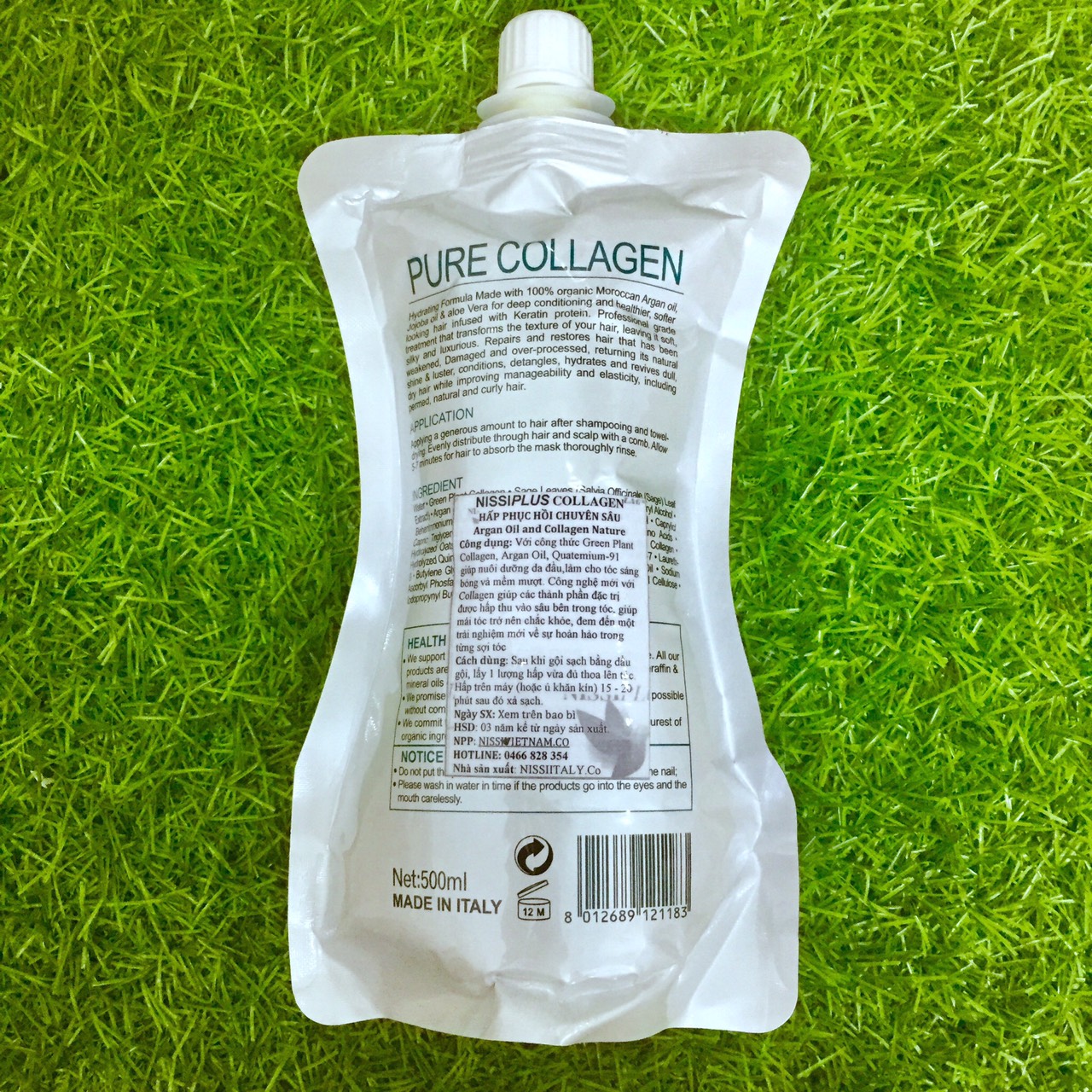 Dầu hấp ủ tóc Nissiplus Pure Collagen siêu mượt phục hồi tóc Ý 500ml
