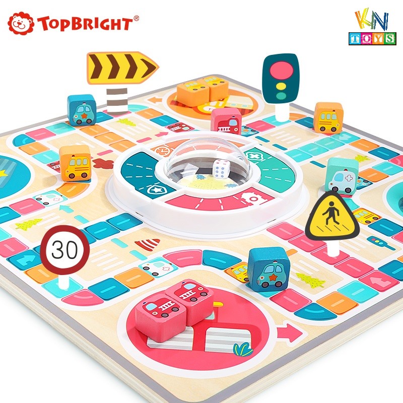 Đồ chơi Cờ cá ngựa phiên bản ô tô bằng gỗ chính hãng TOPBRIGHT – Family Games Motown Flying Chess (cho bé từ 3 tuổi)