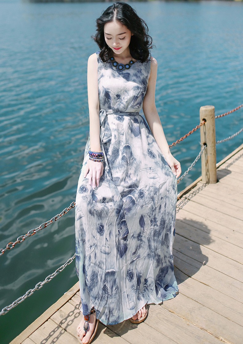 Đầm Maxi voan hoa xinh xắn HATI - DMX00967