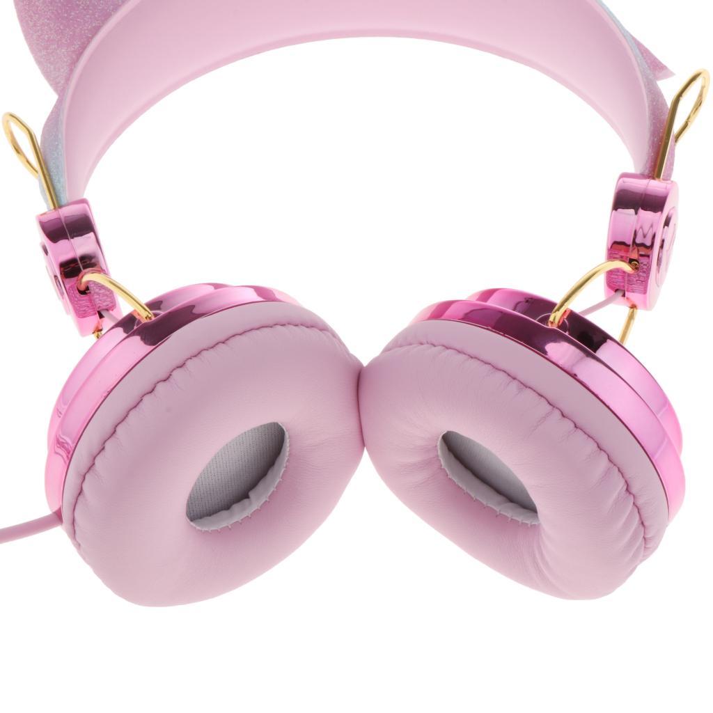 2x Cute Unicorn Glitter Kids Headphone with Microphone for Girls Children