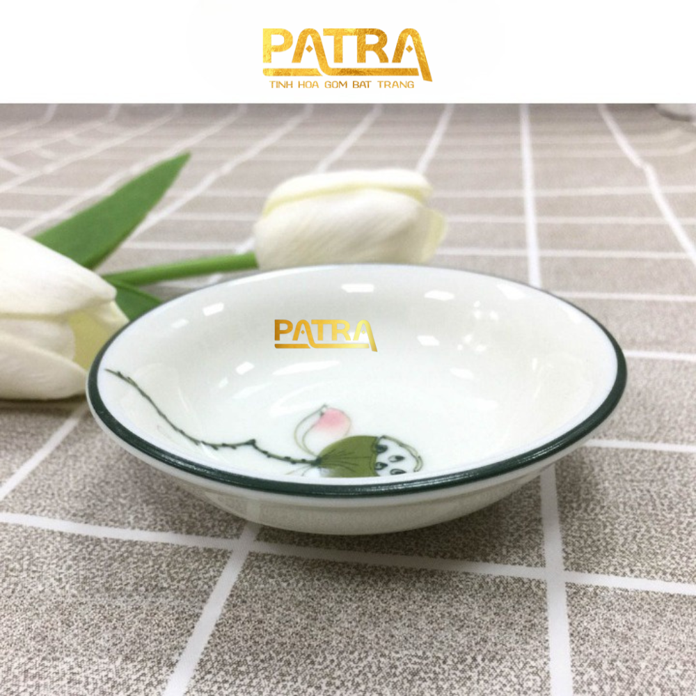 Bát đĩa đựng gia vị, bát mắm, chén chấm sứ Bát Tràng vẽ đài sen cao cấp