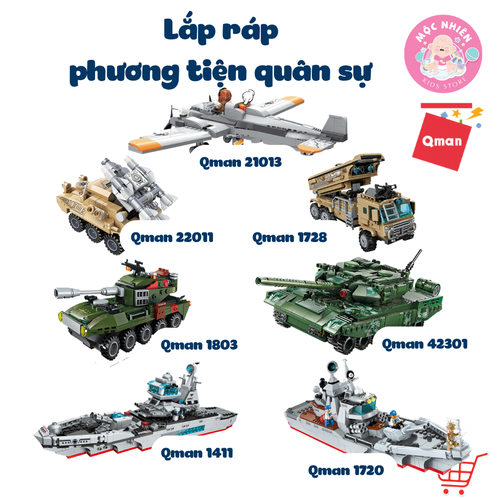 Đồ chơi lắp ráp xếp hình 8 trong 1 chủ đề quân sự Qman 42301 - Xe tăng quân sự