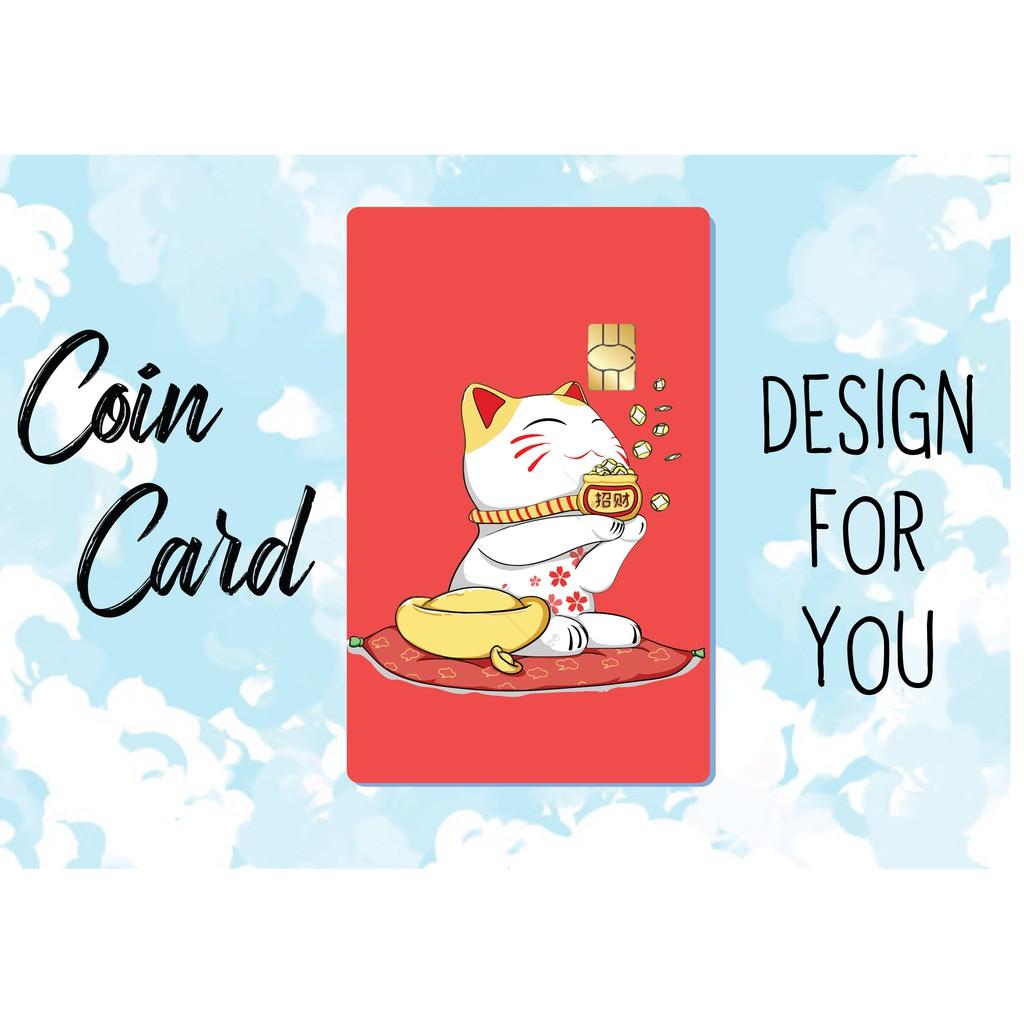 Decal dán Thẻ ATM, debit, thẻ từ, thẻ chung cư, bảo vệ thẻ hình MÈO THẦN TÀI MANEKI NEKO