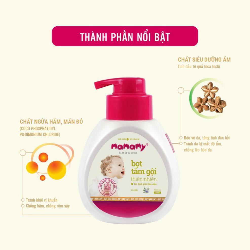 Bọt tắm gội thiên nhiên Mamamy (400ml) + kèm túi bổ sung( 400ml) + tặng kèm 1 gói khăn ướt Beeno 80 tờ