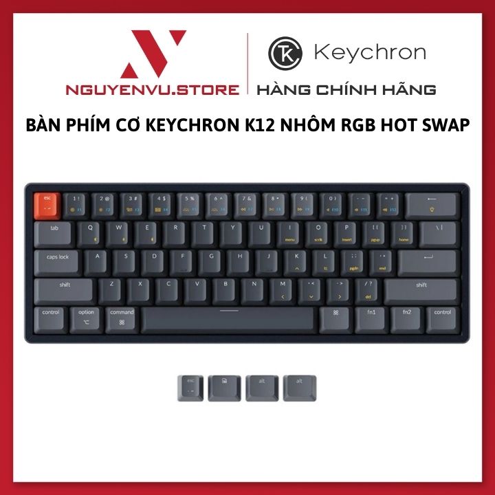 Bàn phím cơ Keychron K12 Nhôm RGB Hot Swap - Hàng Chính Hãng