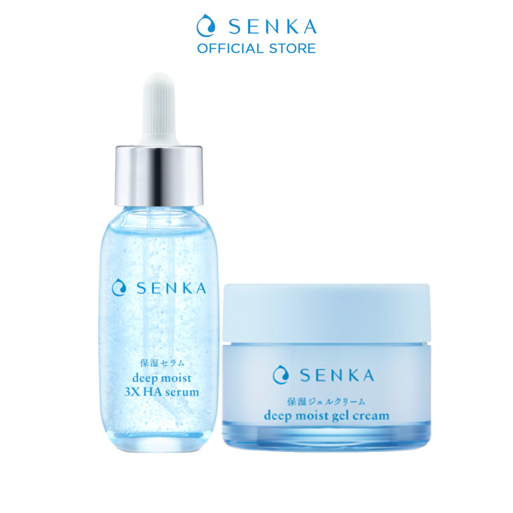 [HOT DEAL] Bộ Serum HA & Mặt Nạ Ngủ Cấp Ẩm Không Cồn - Da Căng Mướt (SENKA DEEP MOIST 3X HA SERUM 30ML & GEL CREAM 50G)