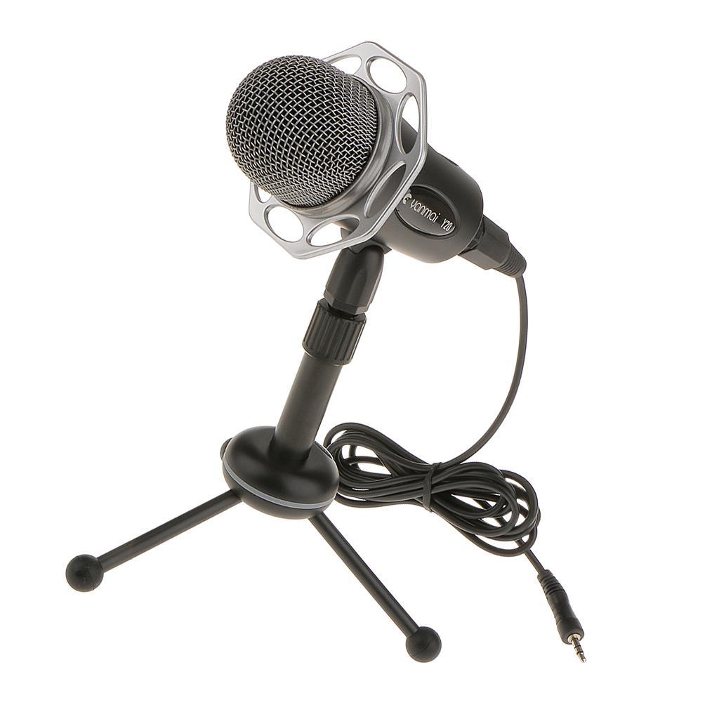3.5mm Studio Stereo Recording Condenser Mic With Mic Holder For Computer