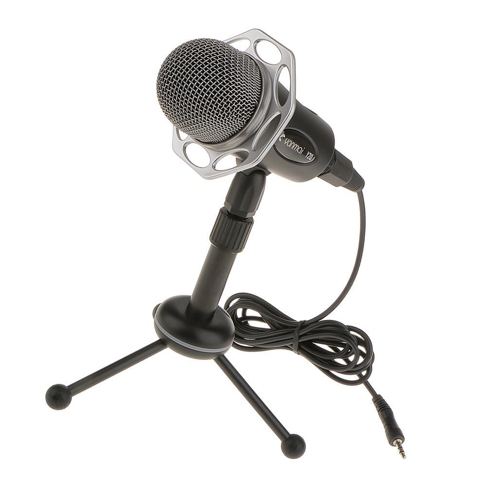 3.5mm Studio Stereo Recording Condenser Mic With Mic Holder  For Computer