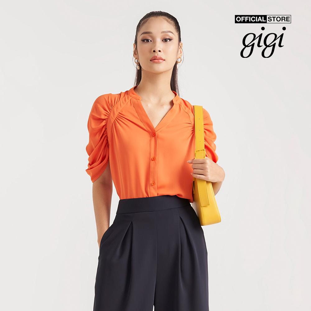 GIGI - Áo sơ mi nữ cổ V tay ngắn xếp li hiện đại G1201B212239-74-Size:38