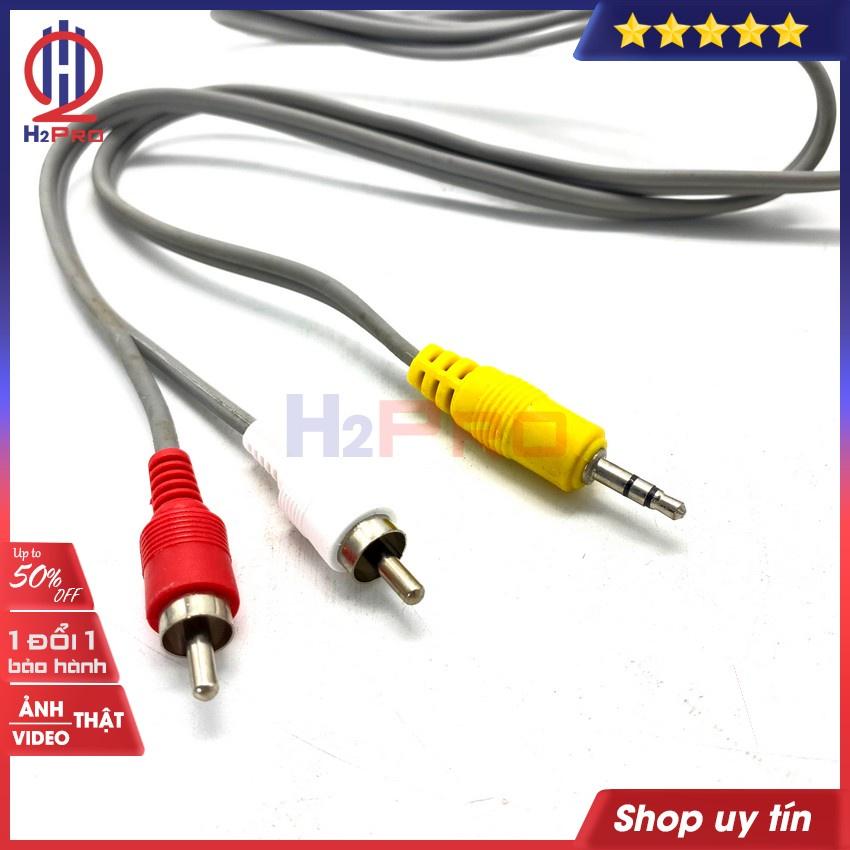 Combo 10 Dây 3.5 ra av xịn H2pro dài 140cm-dày dặn-chống nhiễu (10 dây), Dây cáp loa 3.5mm to AV 2 RCA Audio cao cấp