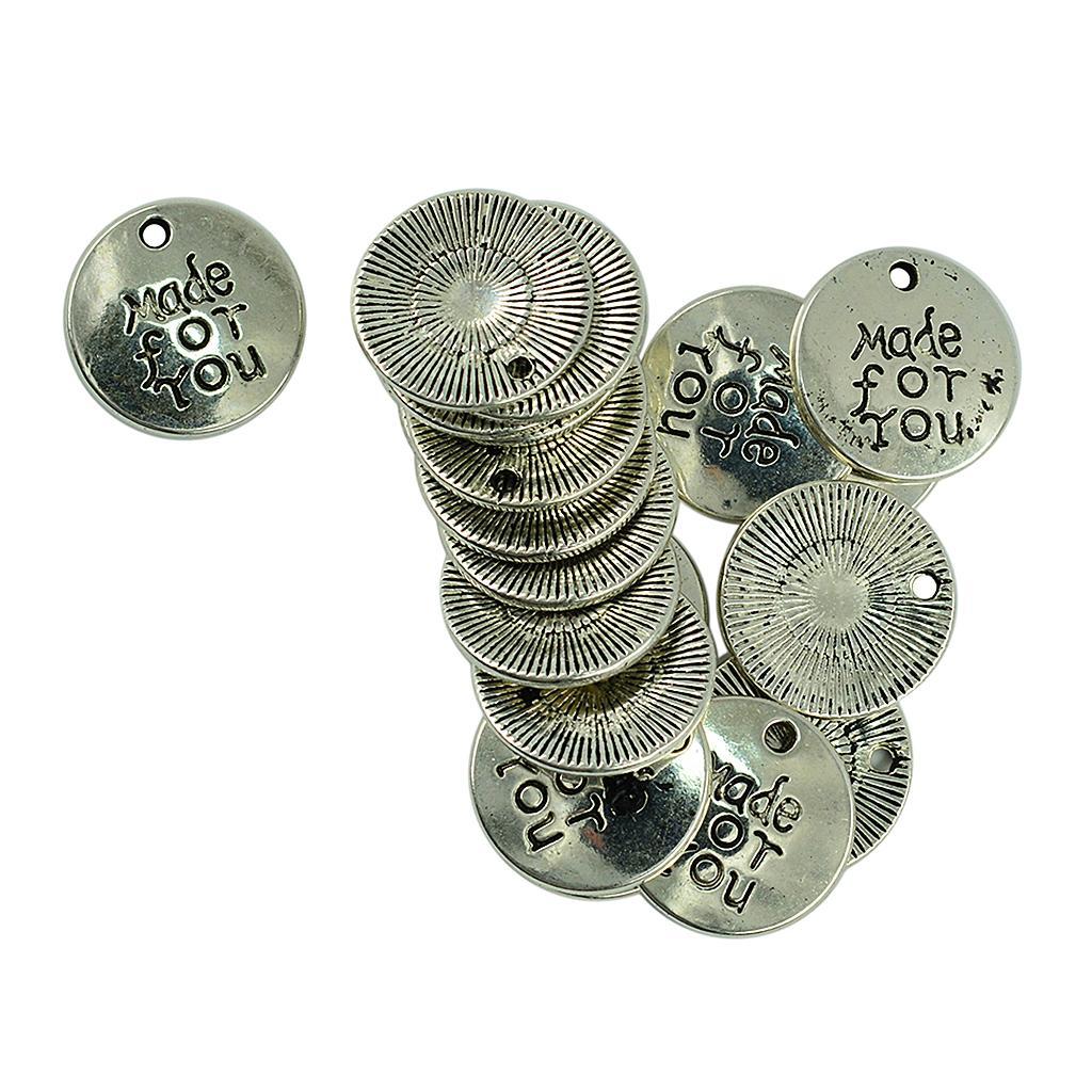 20 Pieces Alloy Round Made for You Pendants Charms Findings for DIY Jewelry Making